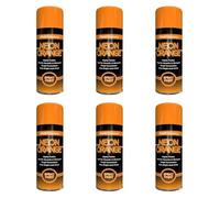 HOCHSTE® Paint Factory Fluorescent Spray Paint, Fast Dry Aerosol Paint for Wood, Metal, Plastic & More, Bright Neon Finish for Craft Projects & Decorative Use, 200ml, (Neon Orange, Set of 6)