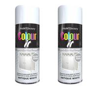 HOCHSTE® Paint Factory Gloss Spray Paint, Smooth Gloss Coating for Furniture, Wood, Metal, Doors, Frames & Decorative Projects, Quick Dry Aerosol, 400ml, (Gloss, Antique White, Set of 2)