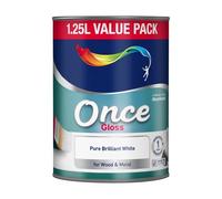 HOCHSTE® Pure Brilliant White Paint, Quick Drying Formula, Long-Lasting Performance, Durability & non-yellowing, Interior and Exterior Use, Stain-resistant, Multi-surface use, (Once Gloss, 1.25L)