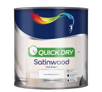 HOCHSTE® Quick Dry Satinwood Paint, Pure Brilliant White, Water-Based Interior Paint for Wood & Metal, Low Odour, Non-Yellowing, Wipeable Mid Sheen Finish, Skirting, Doors, Trim, White, 750ml