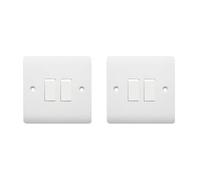 HOCHSTE® Securlec Electrical Wiring Accessories, Switched Socket Outlets & Light Switches, Round Edge & Square Edge, White Wall Plates for Home & Office, (2 Way, 2 Gang Switch-Round, Pack of 2)