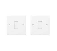 HOCHSTE® Securlec Electrical Wiring Accessories, Switched Socket Outlets & Light Switches, Round Edge & Square Edge, White Wall Plates for Home & Office, (2 Way, 1 Gang Switch-Round, Pack of 2)