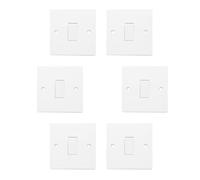 HOCHSTE® Securlec Electrical Wiring Accessories, Switched Socket Outlets & Light Switches, Round Edge & Square Edge, White Wall Plates for Home & Office, (1 Way, 1 Gang Switch-Round, Pack of 6)