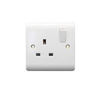 HOCHSTE® Securlec Electrical Wiring Accessories, Switched Socket Outlets & Light Switches, Round Edge & Square Edge, White Wall Plates for Home & Office, (1 Gang Switch-Round, Pack of 1)