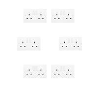 HOCHSTE® Securlec Electrical Wiring Accessories, Switched Socket Outlets & Light Switches, Round Edge & Square Edge, White Wall Plates for Home & Office, (2 Gang Switch- Round, Pack of 6)