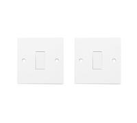 HOCHSTE® Securlec Electrical Wiring Accessories, Switched Socket Outlets & Light Switches, Round Edge & Square Edge, White Wall Plates for Home & Office, (1 Way, 1 Gang Switch-Round, Pack of 2)