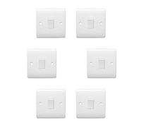 HOCHSTE® Securlec Electrical Wiring Accessories, Switched Socket Outlets & Light Switches, Round Edge & Square Edge, White Wall Plates for Home & Office, (2 Gang Switch-Square, Pack of 6)