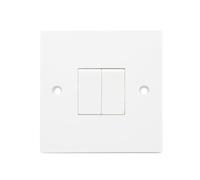 HOCHSTE® Securlec Electrical Wiring Accessories, Switched Socket Outlets & Light Switches, Round Edge & Square Edge, White Wall Plates for Home & Office, (2 Way, 2 Gang Switch-Square, Pack of 1)