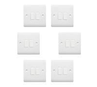 HOCHSTE® Securlec Electrical Wiring Accessories, Switched Socket Outlets & Light Switches, Round Edge & Square Edge, White Wall Plates for Home & Office, (2 Way, 1 Gang Switch-Square, Pack of 6)