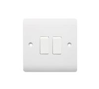 HOCHSTE® Securlec Electrical Wiring Accessories, Switched Socket Outlets & Light Switches, Round Edge & Square Edge, White Wall Plates for Home & Office, (2 Way, 2 Gang Switch-Round, Pack of 1)
