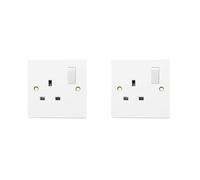 HOCHSTE® Securlec Electrical Wiring Accessories, Switched Socket Outlets & Light Switches, Round Edge & Square Edge, White Wall Plates for Home & Office, (1 Gang Switch-Square, Pack of 2)