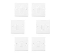 HOCHSTE® Securlec Electrical Wiring Accessories, Switched Socket Outlets & Light Switches, Round Edge & Square Edge, White Wall Plates for Home & Office, (2 Way, 1 Gang Switch-Round, Pack of 6)