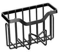 Hochste Sink Sponge Holder - Black Dish Sponge Holder Organiser with 2 Compartments, Rustproof, Removable