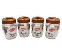 HOCHSTE Spice Jars Set of Airtight Screw-Top Plastic Kitchen Containers with Lids for Spices, Herbs, and More - Durable & Reusable 360ml - 4 Pcs Spice Jars Tray