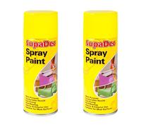 HOCHSTE SupaDec Multi-Purpose Spray Paint, Fast Drying, Durable Finish for Wood, Metal, Masonry, Interior & Exterior Use, Ideal for Craft & Home Projects, 400ml, (Yellow, Pack of 2)