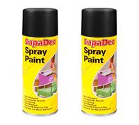 HOCHSTE SupaDec Multi-Purpose Spray Paint, Fast Drying, Durable Finish for Wood, Metal, Masonry, Interior & Exterior Use, Ideal for Craft & Home Projects, 400ml, (Matt Black, Pack of 2)