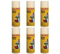 HOCHSTE SupaDec Multi-Purpose Spray Paint, Fast Drying, Durable Finish for Wood, Metal, Masonry, Interior & Exterior Use, Ideal for Craft & Home Projects, 400ml, (Cream, Pack of 6)