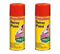 HOCHSTE SupaDec Multi-Purpose Spray Paint, Fast Drying, Durable Finish for Wood, Metal, Masonry, Interior & Exterior Use, Ideal for Craft & Home Projects, 400ml, (Bright Red, Pack of 2)