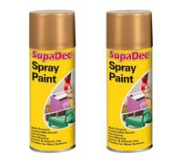 HOCHSTE SupaDec Multi-Purpose Spray Paint, Fast Drying, Durable Finish for Wood, Metal, Masonry, Interior & Exterior Use, Ideal for Craft & Home Projects, 400ml, (Gold, Pack of 2)