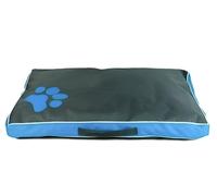HOCHSTE Sweet Dreams Waterproof Pet Cushion - Double-Sided with Paw Print Design, Removable Cover, 67cm x 42cm, Durable & Cozy Bed for Small Breeds, Easy to Clean Blue Brown L