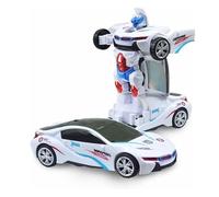 HOCHSTE® White Flexible 360° Universal Deform Wheel Robot Toy Car, 3 X 1.5V AA Batteries (Not Included), Sound Effects And Vibrant LED Lights, Robust Tires, Safe, Lightweight And Long-Lasting Play,