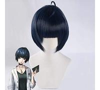 Hochwertige P5 Persona 5 Tae Takemi Short Blau Schwarz Gemischtes hitzebeständiges Haar Cosplay Kostüm Perücke + Perücke Kappe
