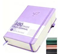 Hoci Poci 400 Pages Lined Journal Notebook, 5.8" x 8.4", Purple | Thick Journal for Writing, A5 Hardcover Leather Notebook with 100Gsm College Ruled Paper for Women Men Work Note taking