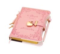 Hoci Poci Diary with Lock and keys for Girls, Rose Garden Journal for Women, Secret Notebook with Lined Pages for Writing Drawing, Pink Pearl Pen and Bookmark Included