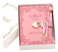 Hoci Poci Diary with Lock and keys for Girls, Rose Garden Journal for Women, Secret Notebook with Lined Pages for Writing Drawing, Pink Pearl Pen and Bookmark Included
