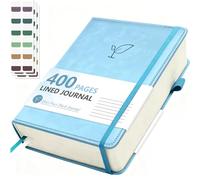 Hoci Poci Lined Journal Notebook, 400 Pages Thick Journal for Writing, A5 Hardcover Leather Notebook with 100Gsm College Ruled Paper for Women Men Work Note taking, 5.8" x 8.4", Light Blue