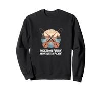 Hocked on Fishin and Country Pickin - Funny Fiddle Quote Sweatshirt