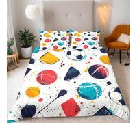 Hockey and Baseball Duvet Cover Sets Double 3D Printed Microfiber Football and Basketball Bedding Set Ultra-Soft Quilt Cover 200 x 200 cm with Zipper Closure and 2 Pillowcases 50x75 cm a_1893