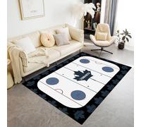Hockey Area Rug, 160x230cm Indoor Non-Slip Mat Washable Rugs, Toronto Maple Leafs Hockey Rink Graphic Design, Man Cave Game Room Hockey Fan Bedroom Carpet, Soft Home Decor Rugs for Girls Boys Nursery