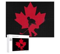 Hockey Canada Maple Funny Wooden Puzzle Adults Difficult Jigsaw Puzzles with Storage Box for Family Game Birthday Gift