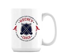 Hockey Coach Gift, A Good Coach Can Change a Life, Best Coach Gift, Hockey Game Gift, Christmas Tea Cocoa Soup Daily use Ceramic 15oz Coffee Mug. (White)
