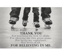 Hockey Dear Dad Thanks for Teaching Me How to Skate Vintage Metal Aluminum Tin Sign Door Signs Exterior Home Cave Garage bar Country Poster Club Wall Plaque Decoration Retro Aluminum Sign 8x12 Inch