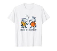 Hockey Drop the Puck, It's Game on! Value Graphic T-Shirt, Men, White, L