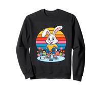 Hockey Easter Bunny On Ice With Eggs Sunset Sweatshirt