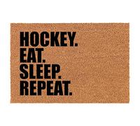Hockey Eat Sleep Repeat Mat Entry Low Profile Entrance Rug Stylish Front Doormats For Patio Patios Dogs 40 X 60Cm