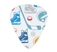 Hockey Elements Creative Patterned 12pcs Guitar Cubes, 3 Thickness Include 0.46mm, 0.71mm, 0.96mm, With Storage Box