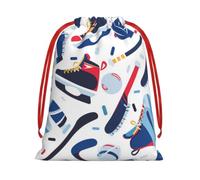 Hockey Elements Creative Patterned Gift Bags with Drawstrings, M | Soft Velvet Pouch Storage, Sack Xmas Storage Bag Perfect for Party Wedding Christmas
