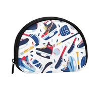 Hockey Elements Creative Patterned Print Coin Purse, Portable Coin Purse with Zip, Cosmetic Bag, Coin Holder Purse, Women's Mini Makeup Bag for Storing Change, Cards, Keys