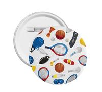 Hockey Elements Creative Patterned -Print Custom Round Enamel Pin - Alloy Metal Lapel Badge For Jacket, Bag, Gift Idea.