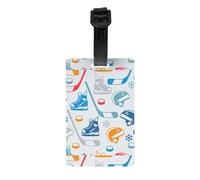 Hockey Elements Creative Patterned Print Durable PVC Luggage Tag for Suitcase Heavy Duty ID Holder Modern Business Travel Accessory