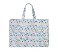 Hockey Elements Creative Patterned Print Foldable Canvas Tote File Bag Document Office Travel Business Meetings Storage Bags