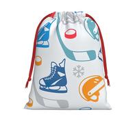 Hockey Elements Creative Patterned Print Functional Gift Storage Bag Eco-Friendly Comfortable Touch Outdoor Activities Use