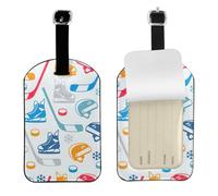 Hockey Elements Creative Patterned Print Luggage Tags for Suitcases Leather Bag Tag Privacy Protection Travel Essentials