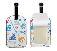 Hockey Elements Creative Patterned Print Luggage Tags for Suitcases Leather Bag Tag Privacy Protection Travel Essentials