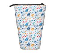 Hockey Elements Creative Patterned Print Pencil Case Large Capacity Supplies Office Organizer Storage Stationery Pens Bag