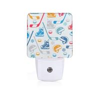 Hockey Elements Creative Patterned Print Plug-in Night Light for Adults for Bedroom Hallway Bathroom Dorm Living Room Decor